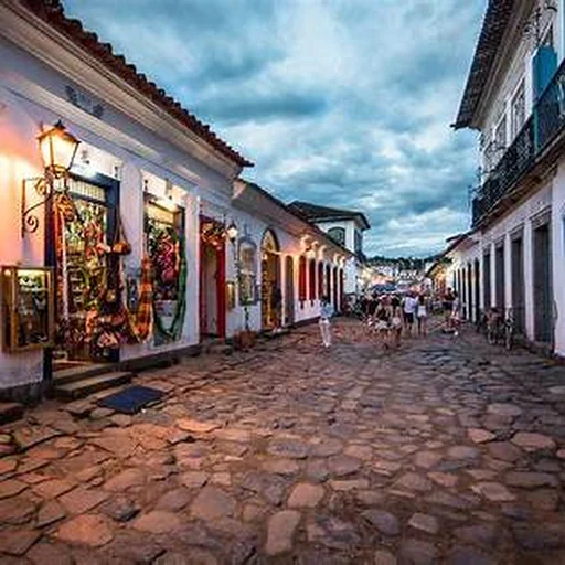 Rua de pedra ao entardecer em Paraty